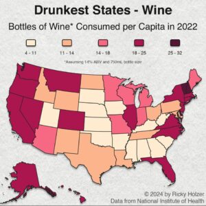 map showing the states with highest wine consumption